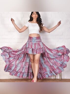 Wevez Paisley High Low Skirt - 100% Silk